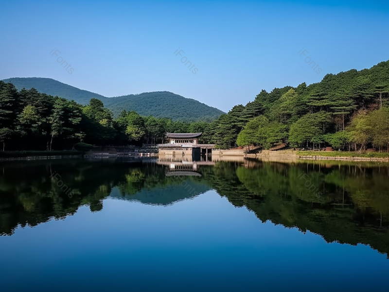 乡村里的自然生态水库摄影图,高清,摄影图,摄影图片,图片大全,摄影图免费下载